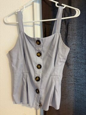 Light Gray Button-Front Tank Top